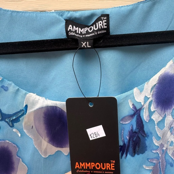 Floral Blue Sleeveless Tank Style Dress Asymmetrical Tiered Hem Size XL - Picture 14 of 15